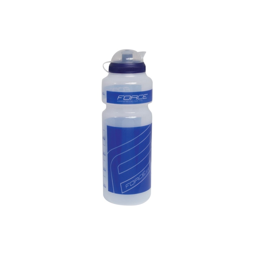 FORCE - fľaša "F" 0,75 l, číra/modrá potlač